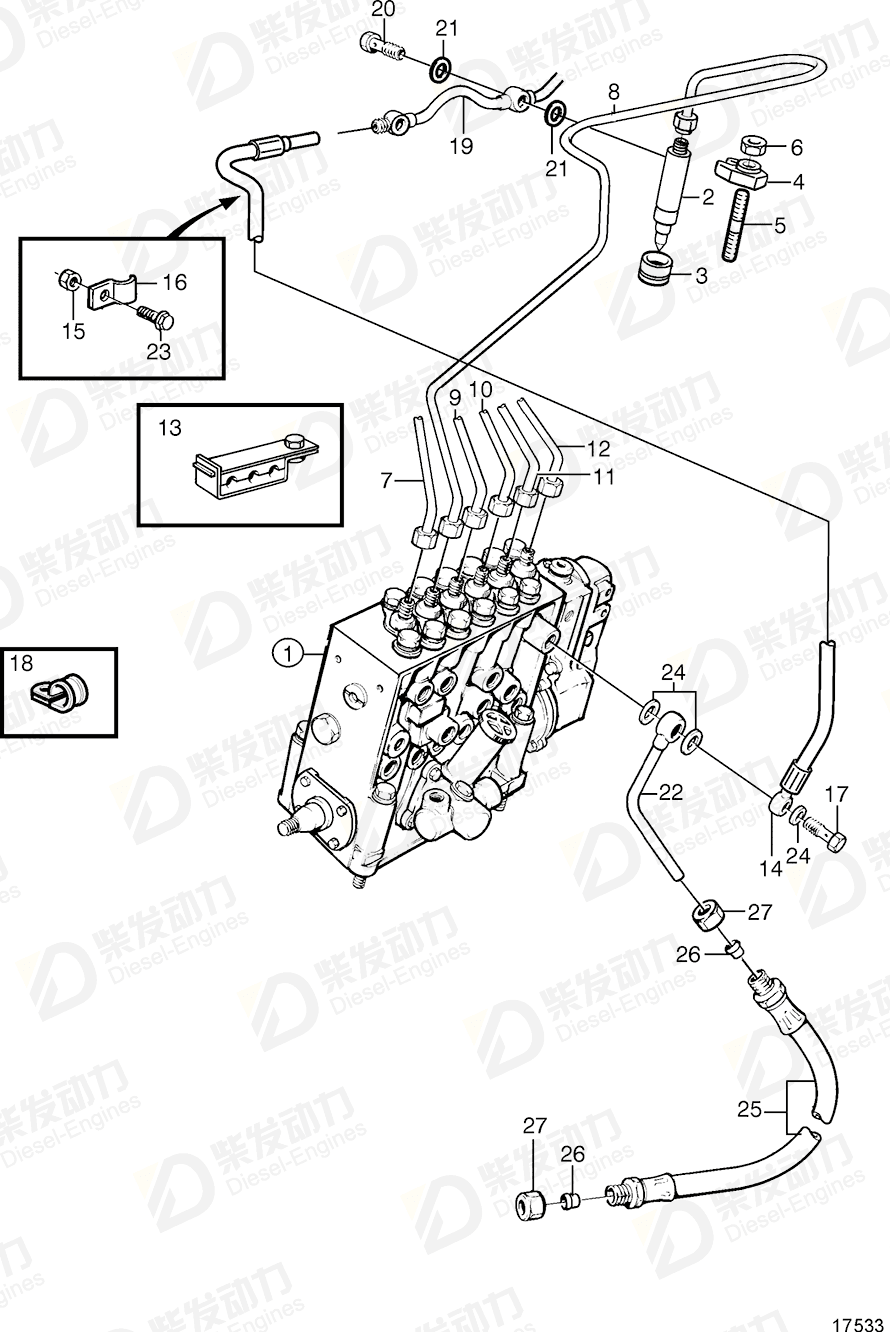 VOLVO Fuel hose 3829272 Drawing